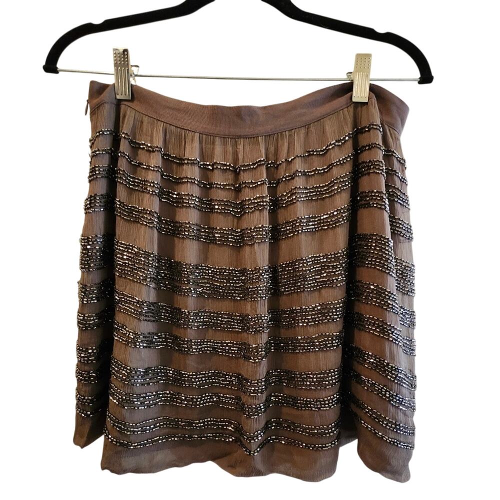 Club Monoco Silk Beaded Mini Skirt Size 8